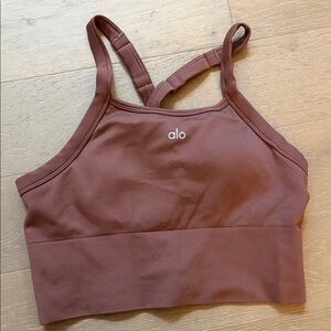 Alo Ribbed Sports Bra in Rust
